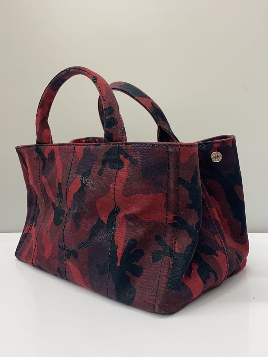 PRADA Tote Bag Canvas RED Camouflage 2
