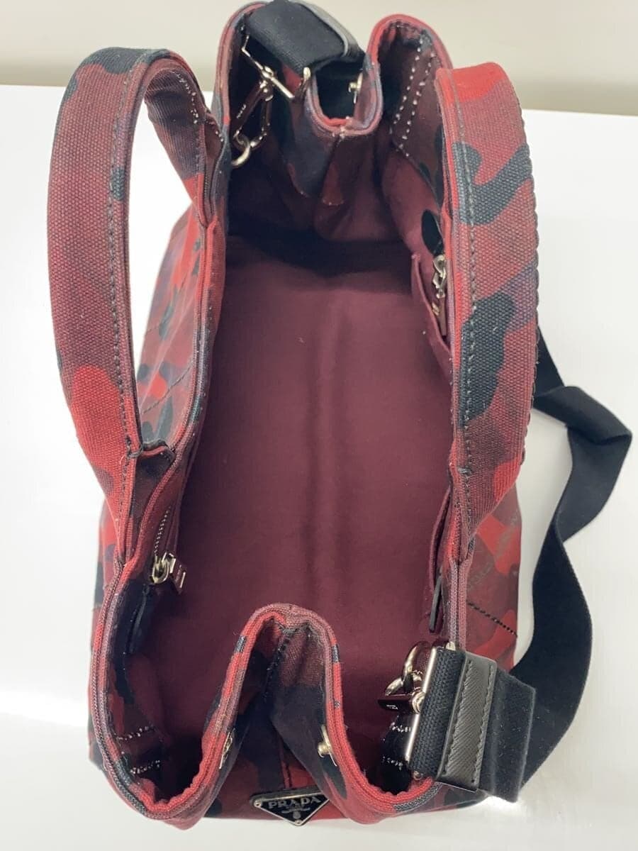 PRADA Tote Bag Canvas RED Camouflage 6