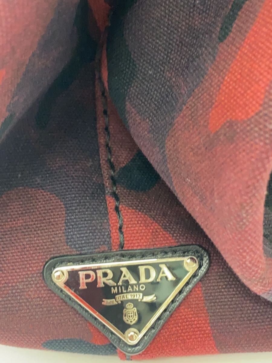PRADA Tote Bag Canvas RED Camouflage 8