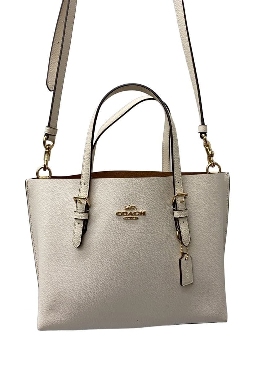 COACH Tote Bag 2-Way Leather WHT C4084