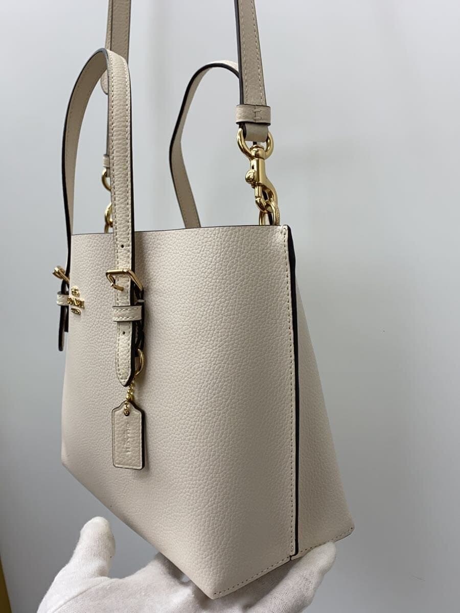 COACH Tote Bag 2-Way Leather WHT C4084 2