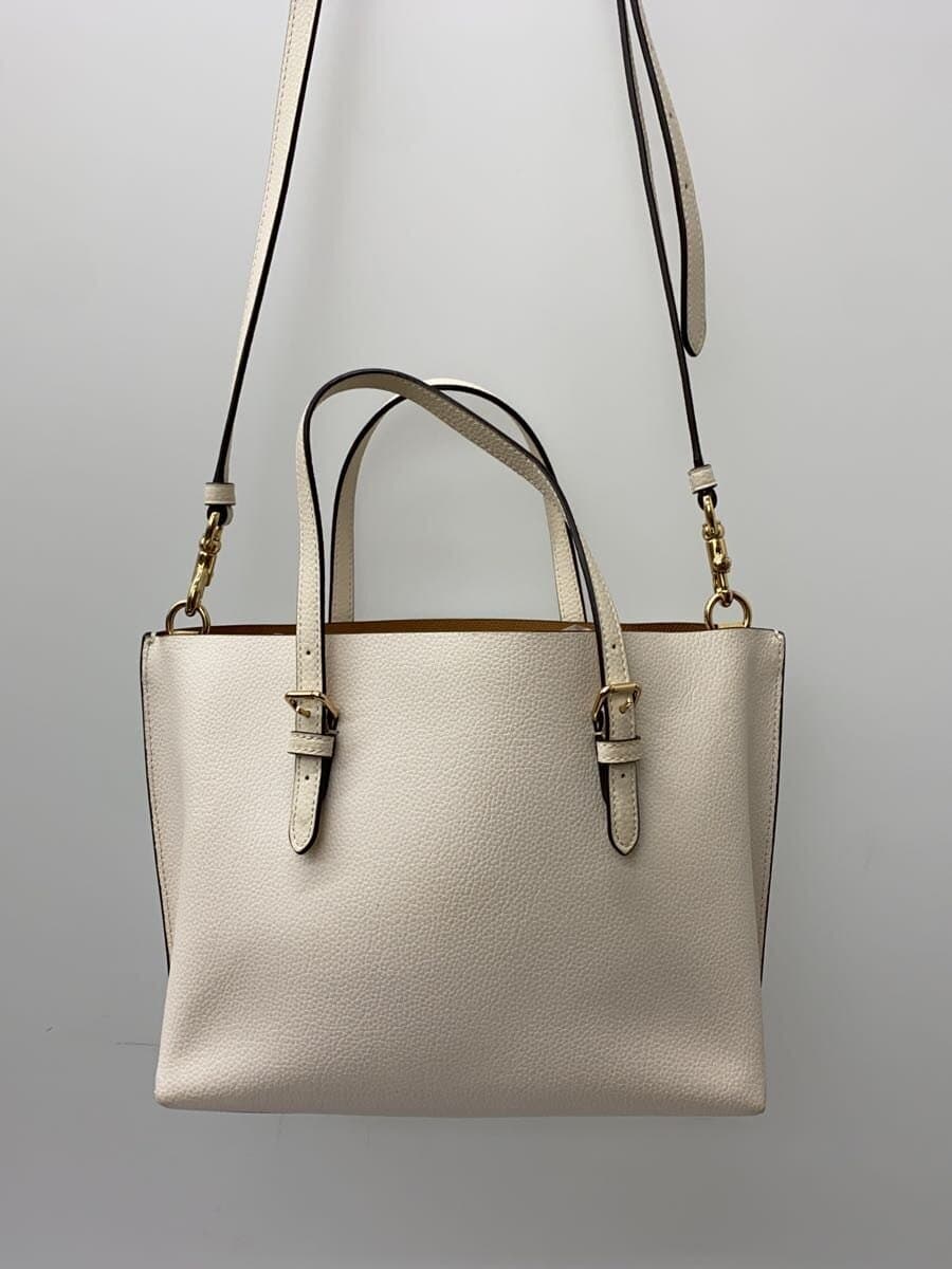 COACH Tote Bag 2-Way Leather WHT C4084 3