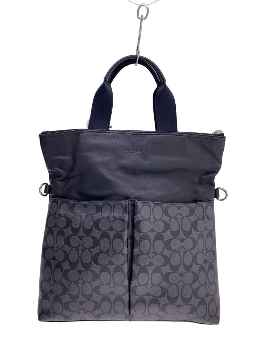 COACH2 Pocket Tote Bag Leather BLK F54774