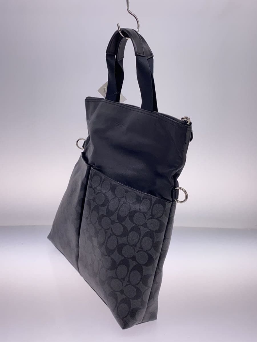 COACH2 Pocket Tote Bag Leather BLK F54774 2