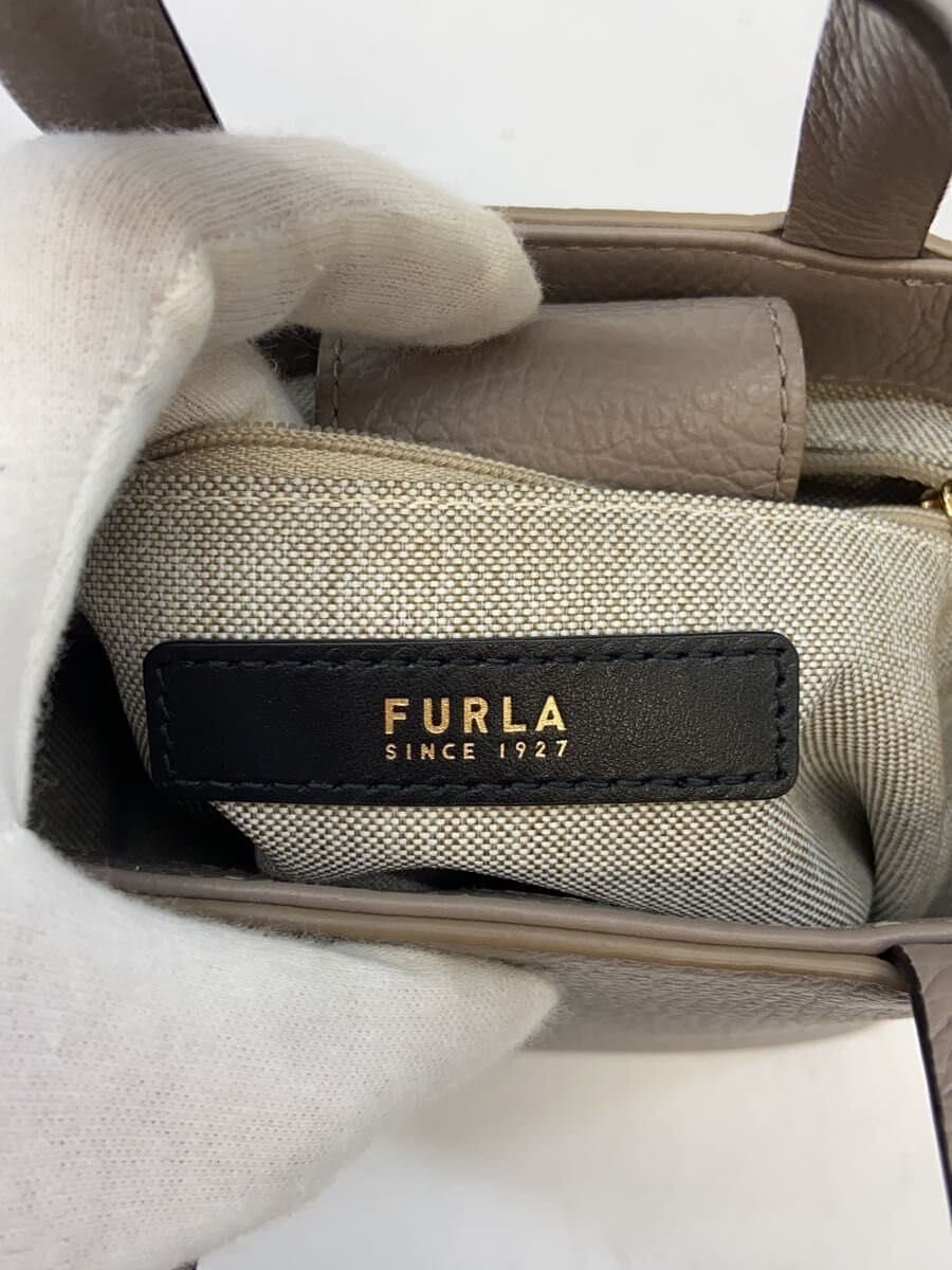 FURLA Handbag Leather BEG Solid 5