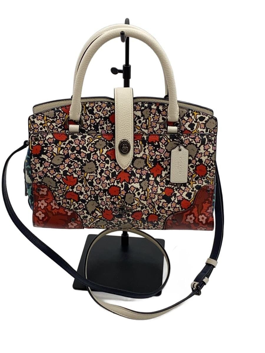 COACH Shoulder Bag Leather Multicolor Floral Pattern 57703