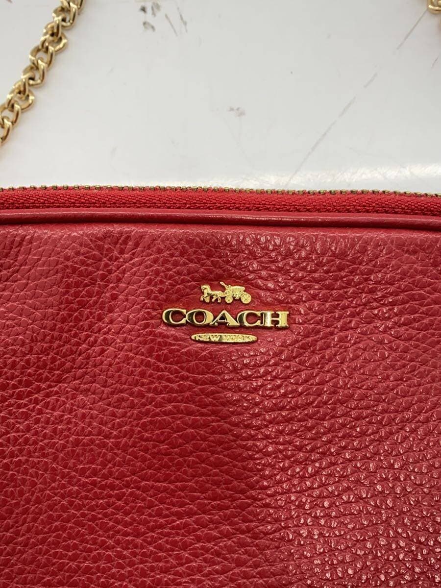 COACH shoulder bag leather PNK solid color 5