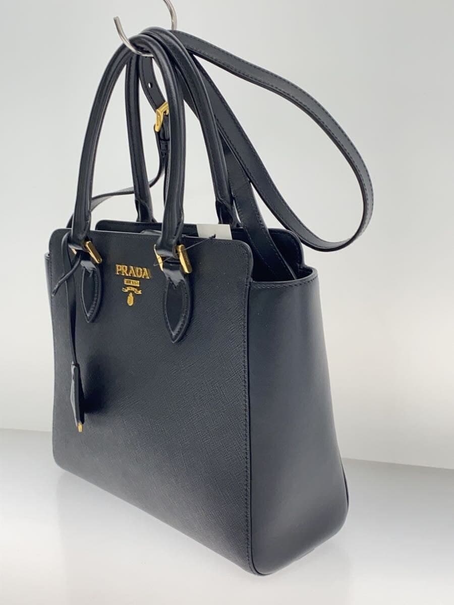 PRADA Shoulder Bag Leather BLK Solid 1BA113 2