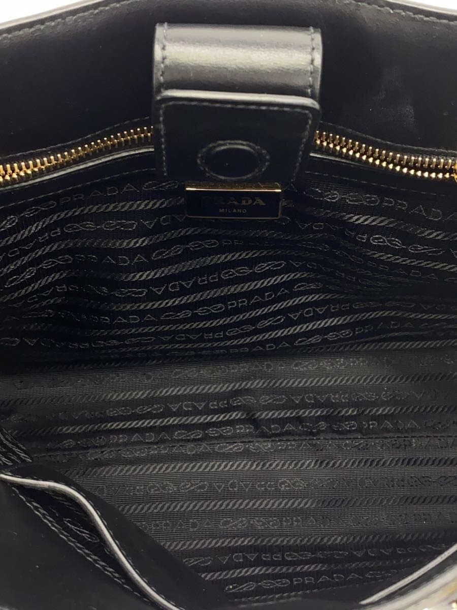 PRADA Shoulder Bag Leather BLK Solid 1BA113 6