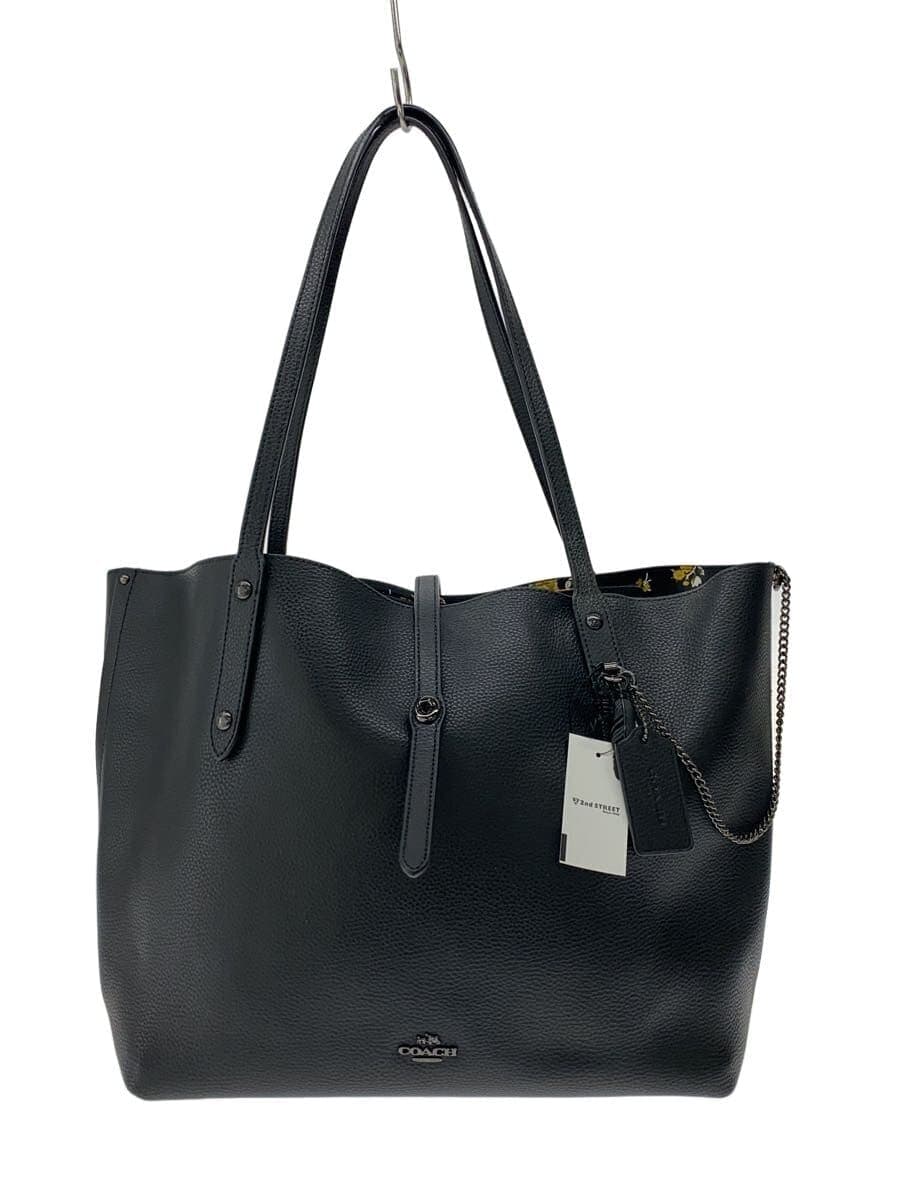 COACH Tote Bag Leather BLK Solid 59093