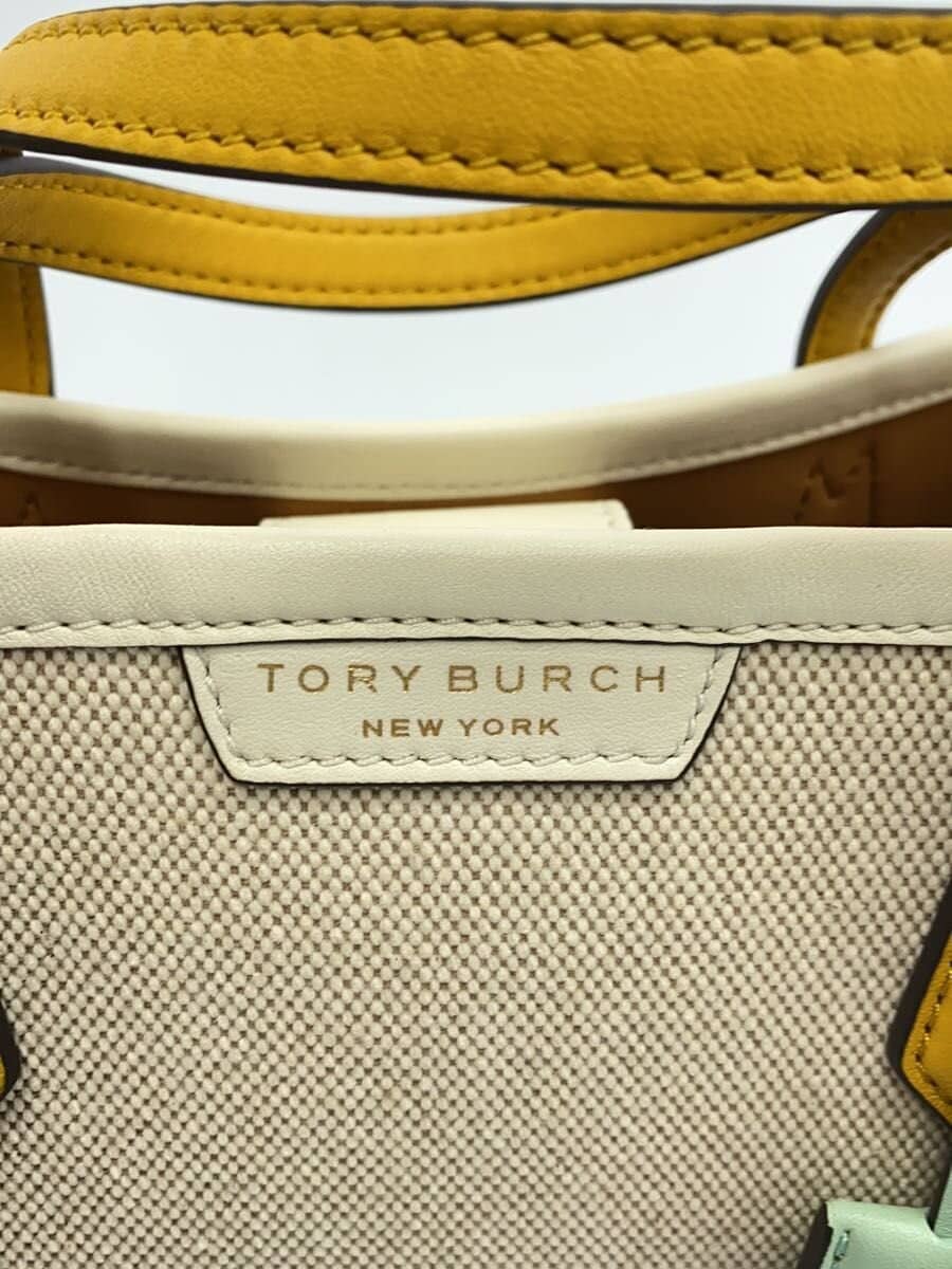 TORY BURCH Shoulder Bag Canvas Beige Solid Color 5