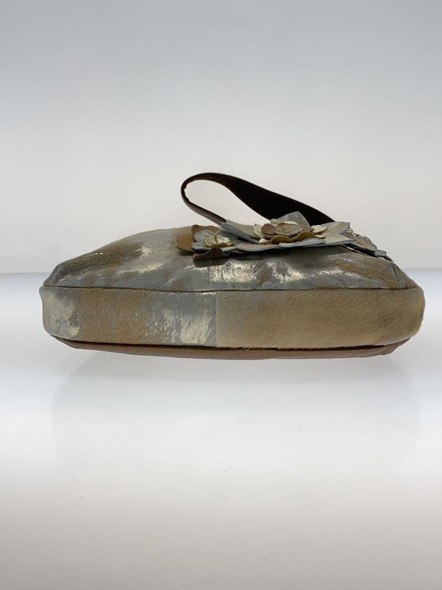 Other Brand Pony Hair Style Flower Handbag BEG 4