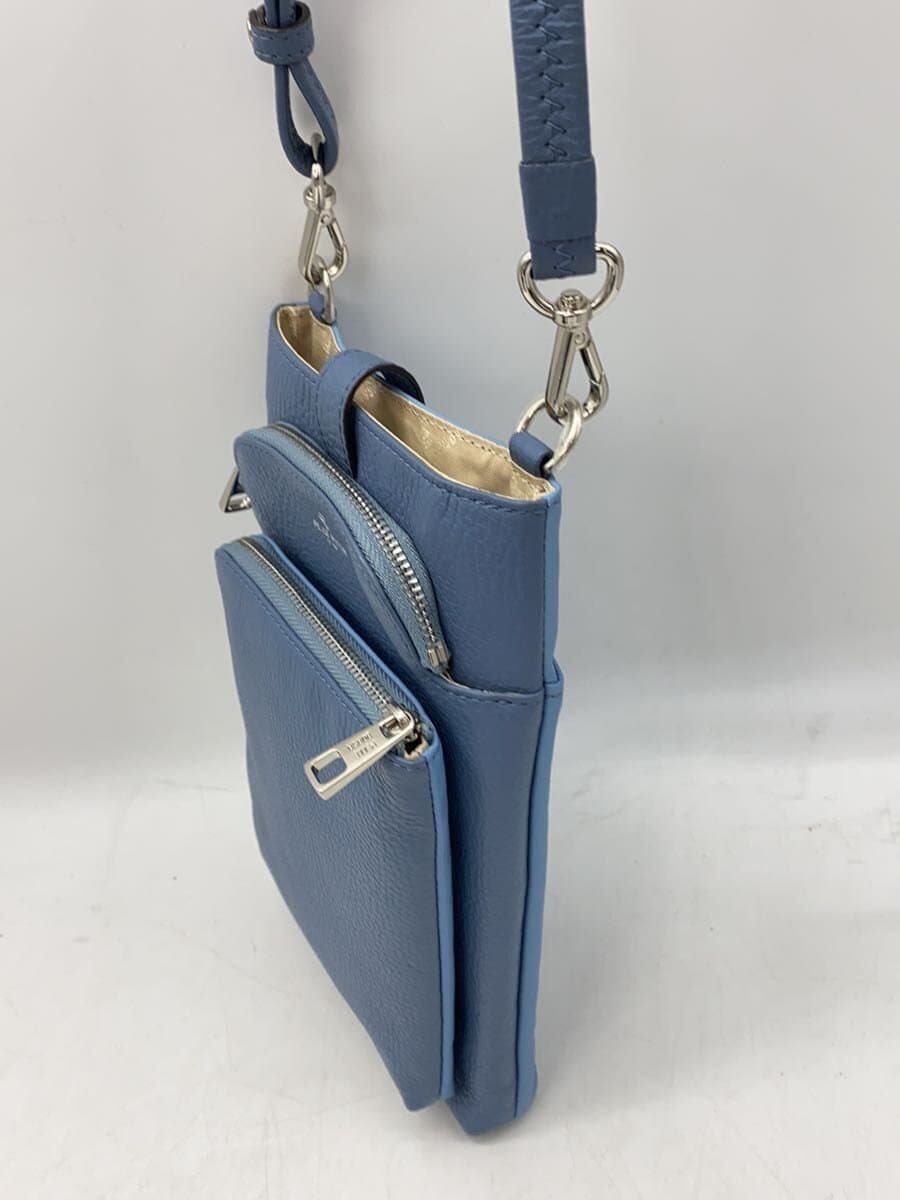 PELLE BORSA Slim Pochette Shoulder Bag Leather Blue 2