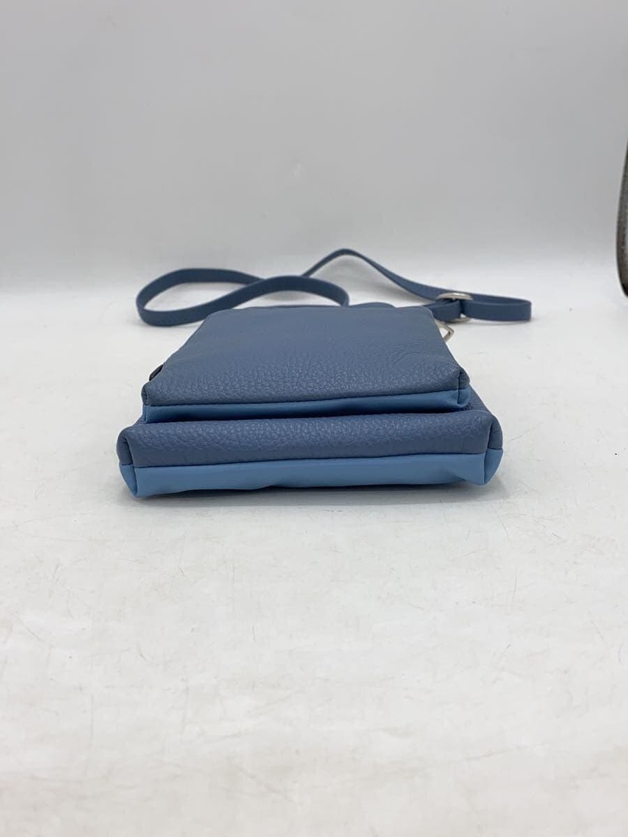PELLE BORSA Slim Pochette Shoulder Bag Leather Blue 4