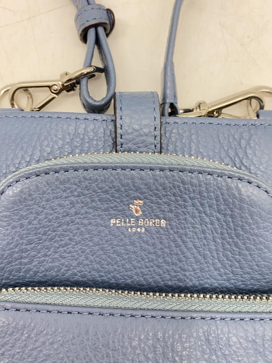 PELLE BORSA Slim Pochette Shoulder Bag Leather Blue 5