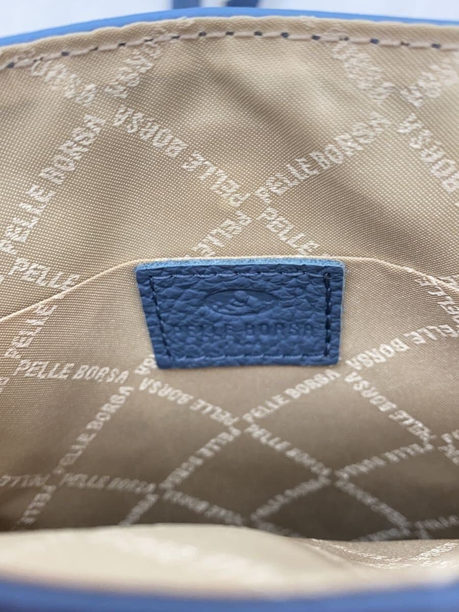 PELLE BORSA Slim Pochette Shoulder Bag Leather Blue 6