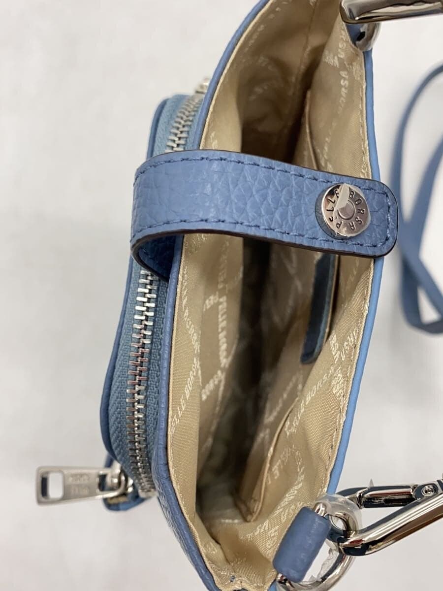 PELLE BORSA Slim Pochette Shoulder Bag Leather Blue 7