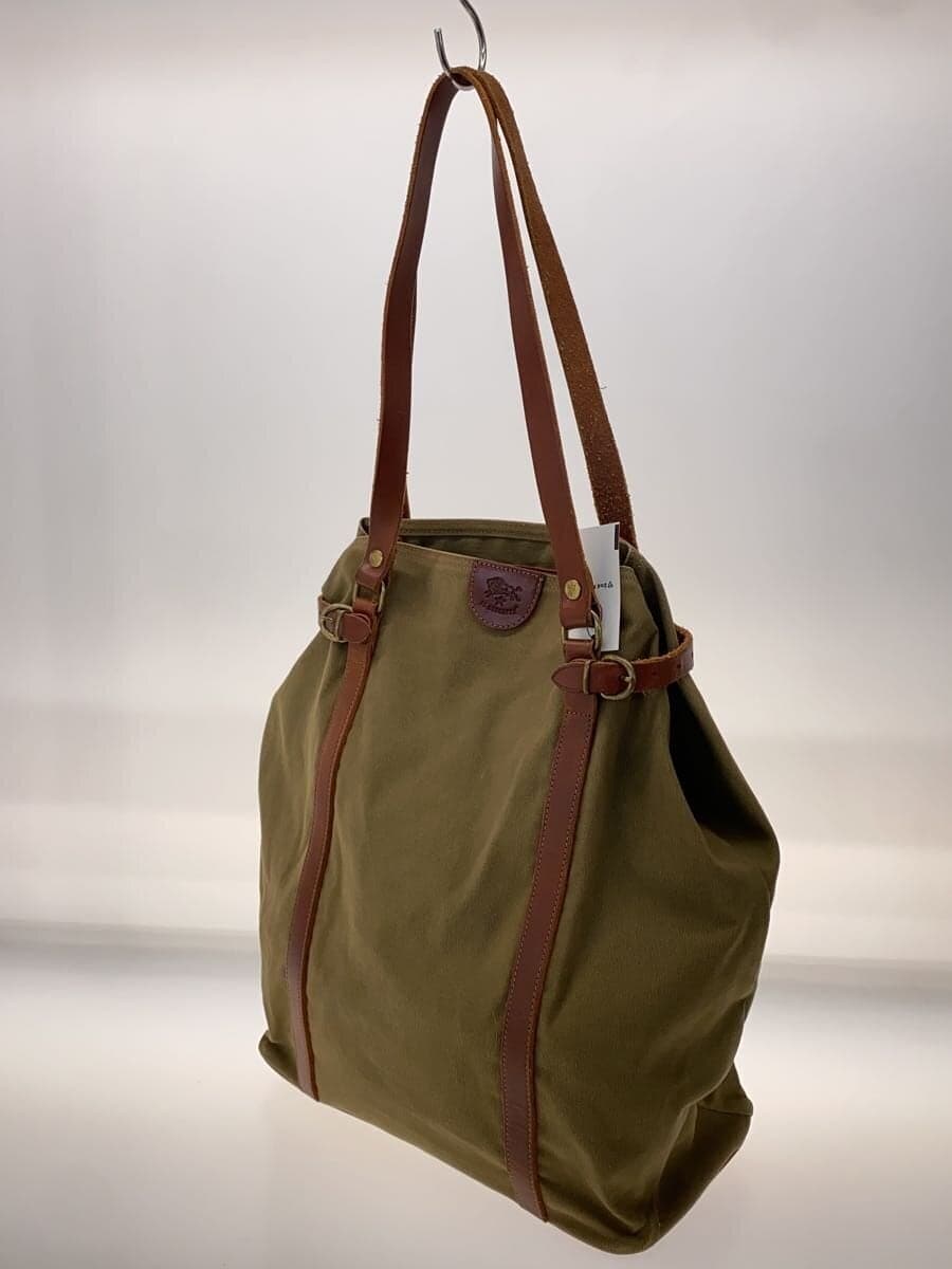 IL BISONTE Shoulder Bag Canvas KHK Solid 2