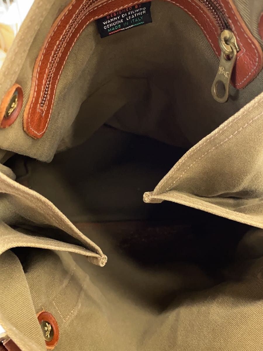 IL BISONTE Shoulder Bag Canvas KHK Solid 6