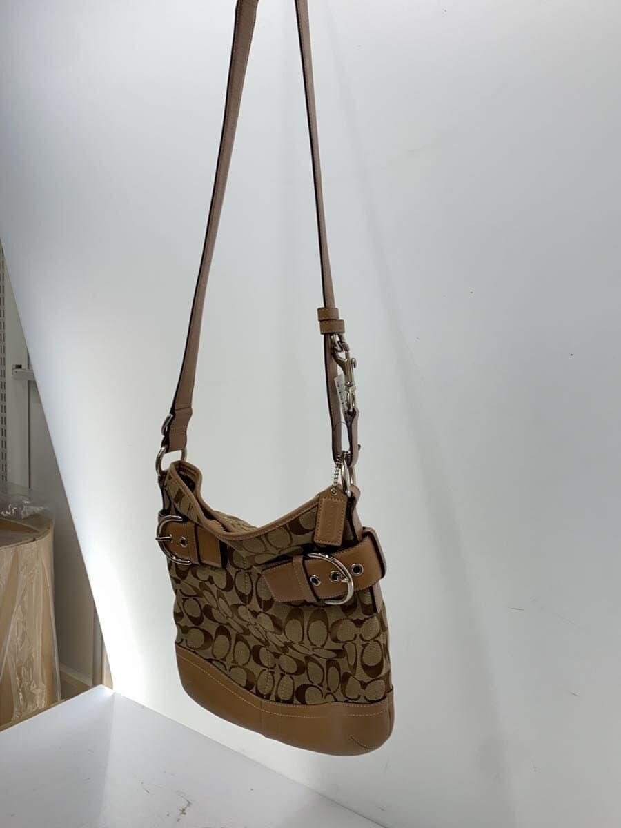 COACH Shoulder Bag_Signature_Beige Leather Canvas Beige All Over Pattern 2
