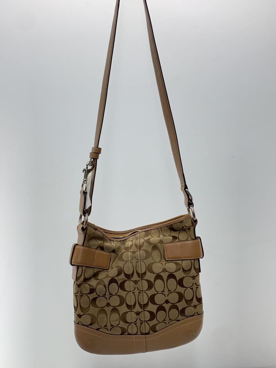 COACH Shoulder Bag_Signature_Beige Leather Canvas Beige All Over Pattern 3