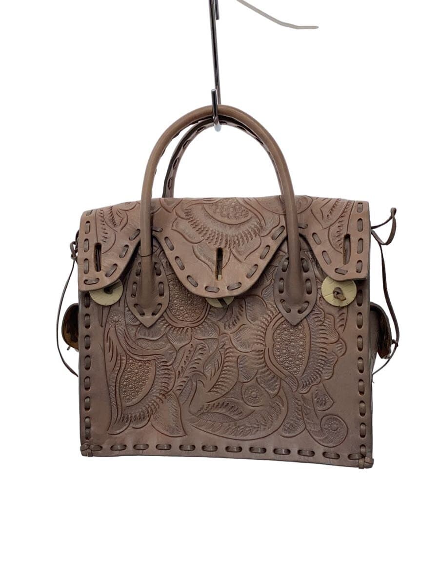 Carving Tribes Tote Bag Leather Brown Floral