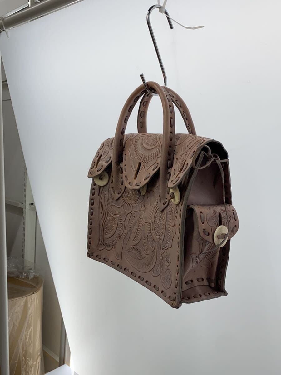 Carving Tribes Tote Bag Leather Brown Floral 2