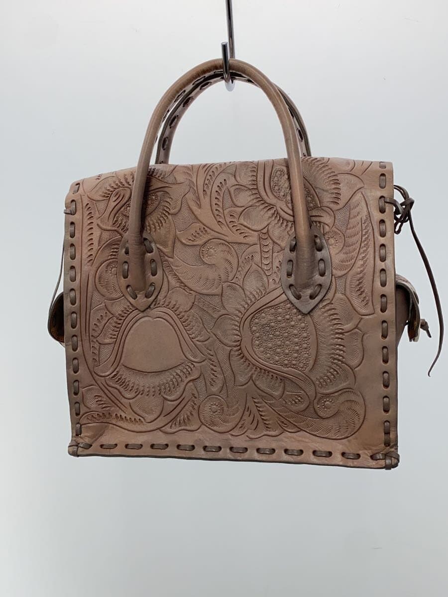 Carving Tribes Tote Bag Leather Brown Floral 3