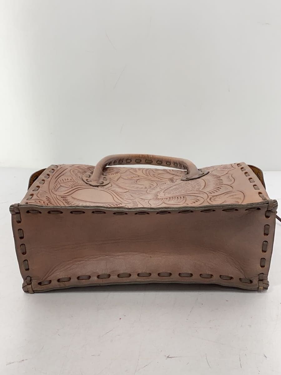 Carving Tribes Tote Bag Leather Brown Floral 4