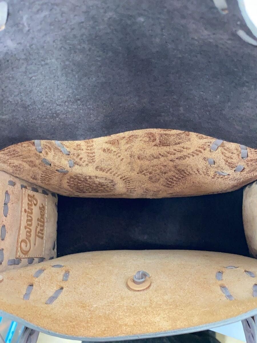 Carving Tribes Tote Bag Leather Brown Floral 6