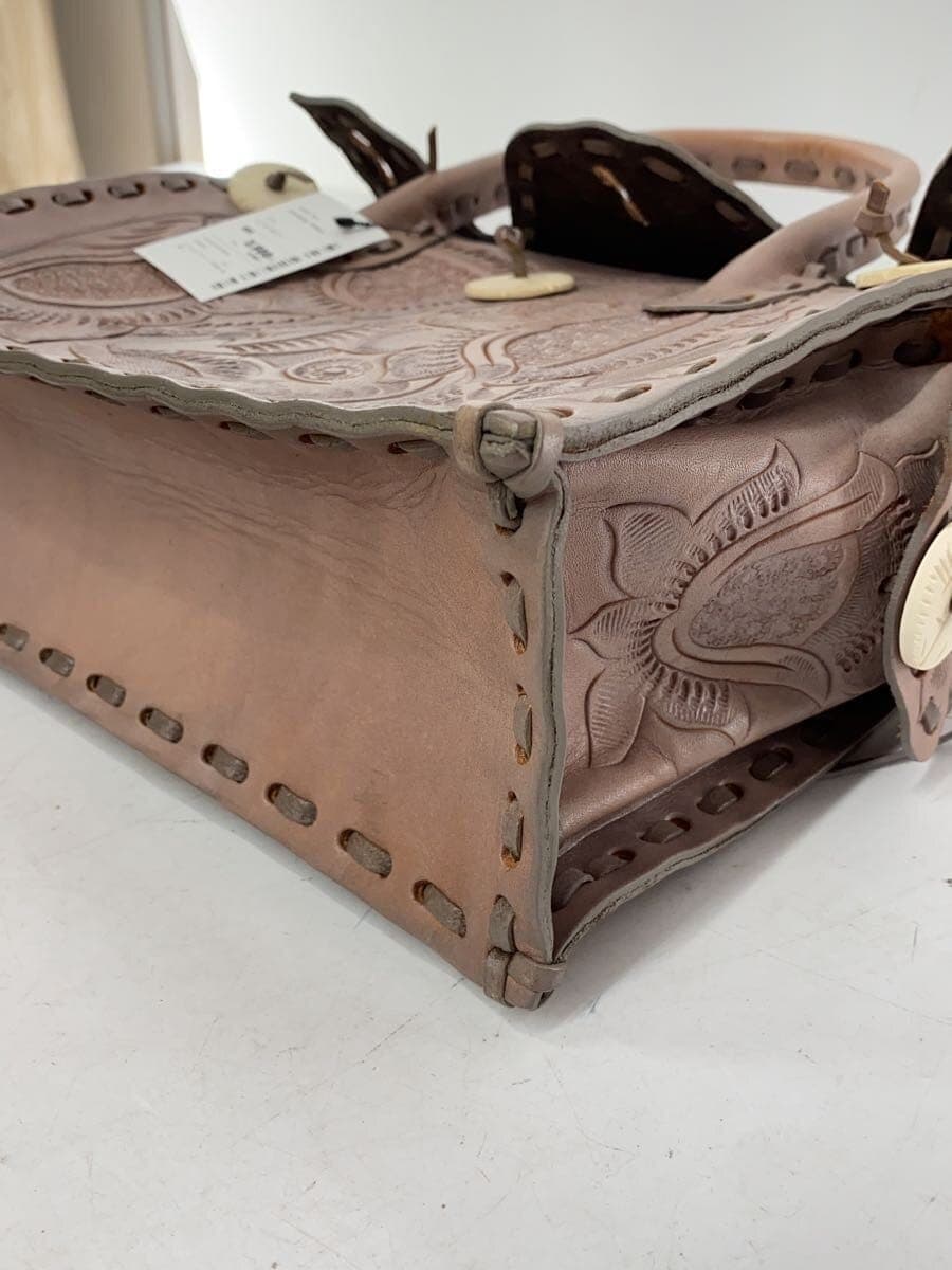 Carving Tribes Tote Bag Leather Brown Floral 7