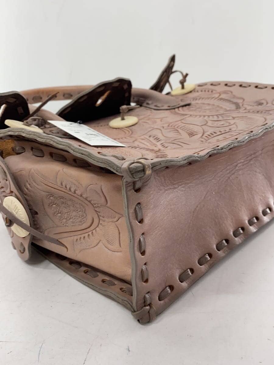 Carving Tribes Tote Bag Leather Brown Floral 8