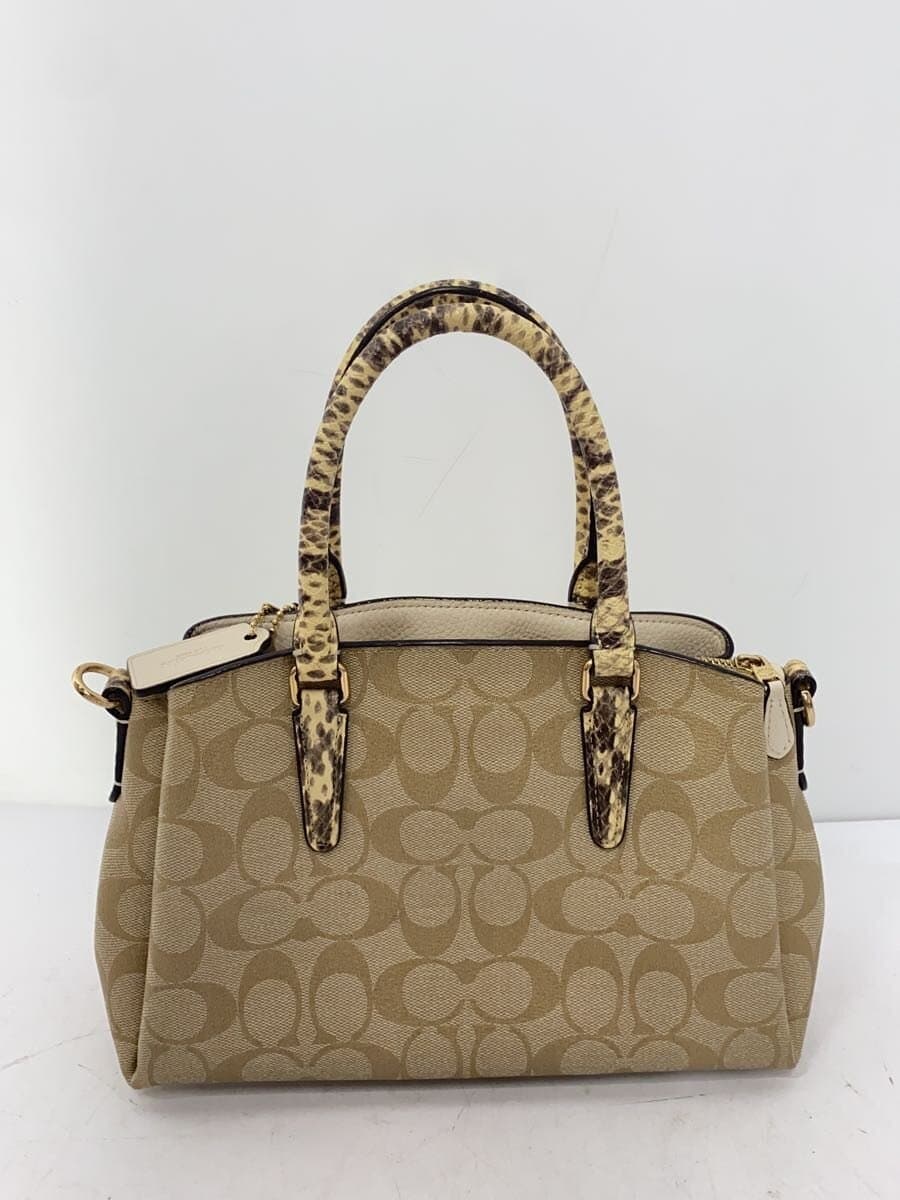 COACH Handbag Leather Cream All Over Pattern F73128 Shoulder Bag 2-Way 3