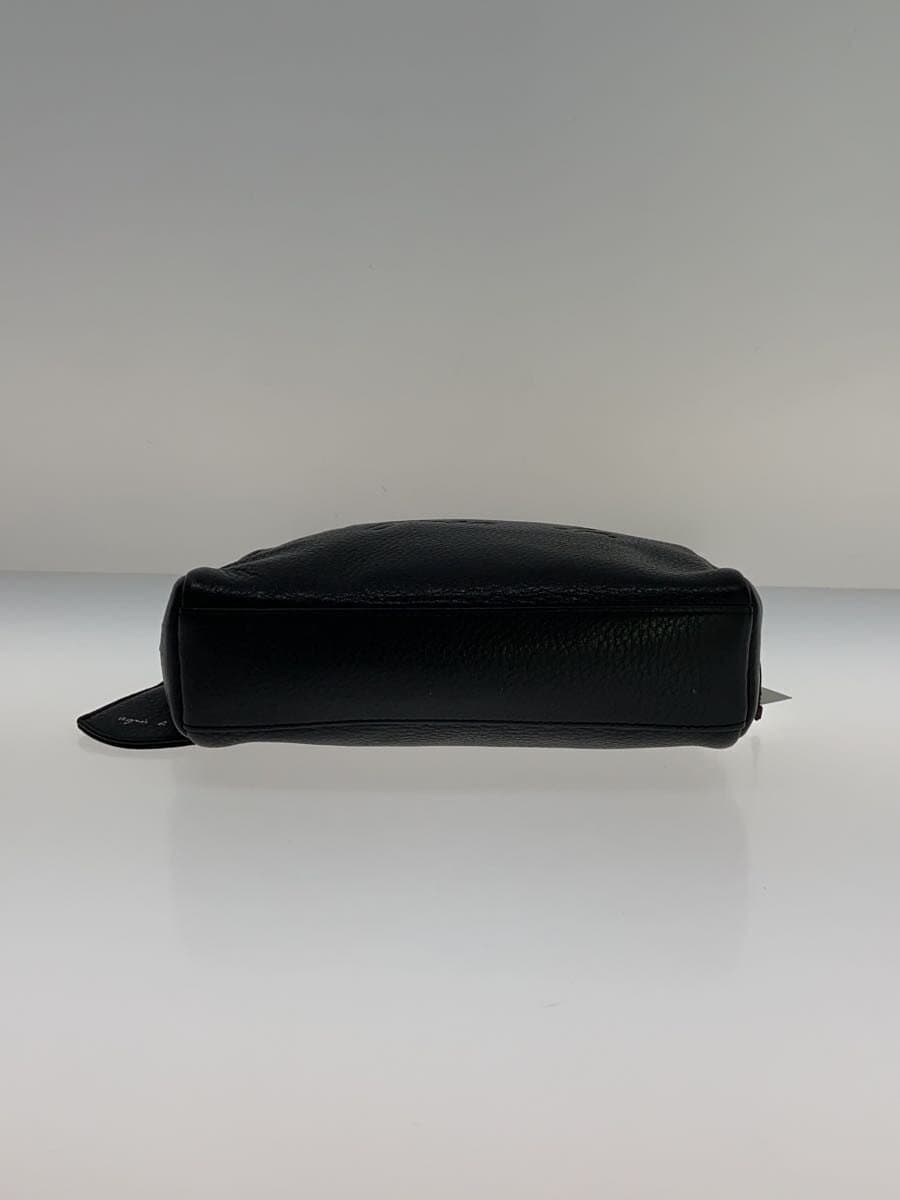 agnes b. Shoulder Bag Cowhide BLK NS03-03 4