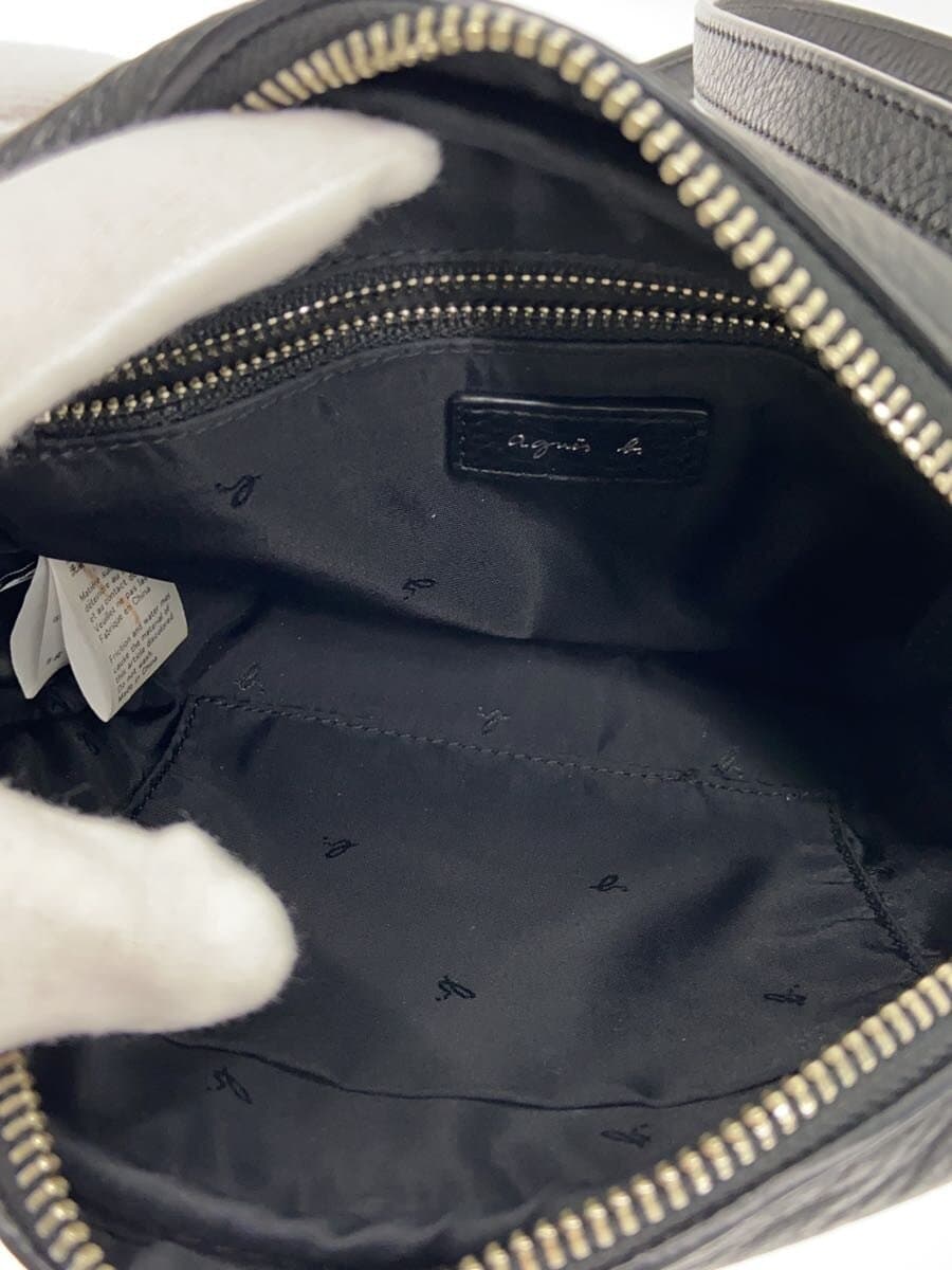 agnes b. Shoulder Bag Cowhide BLK NS03-03 6