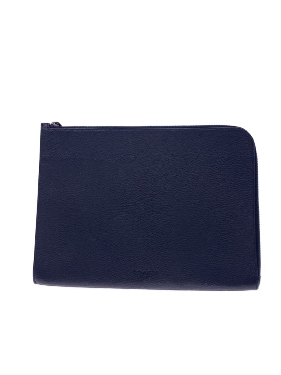 COACH clutch bag leather black plain C3143
