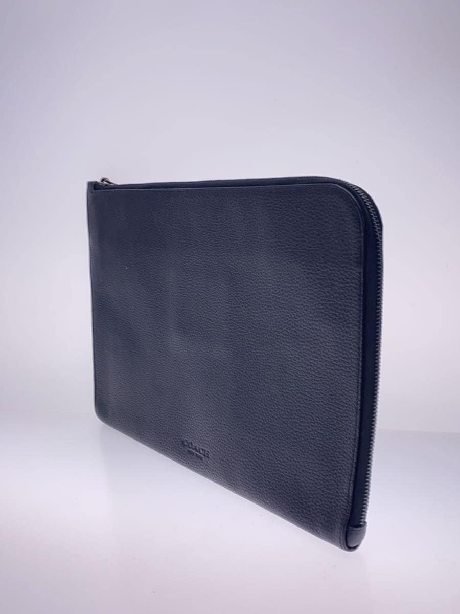 COACH clutch bag leather black plain C3143 2