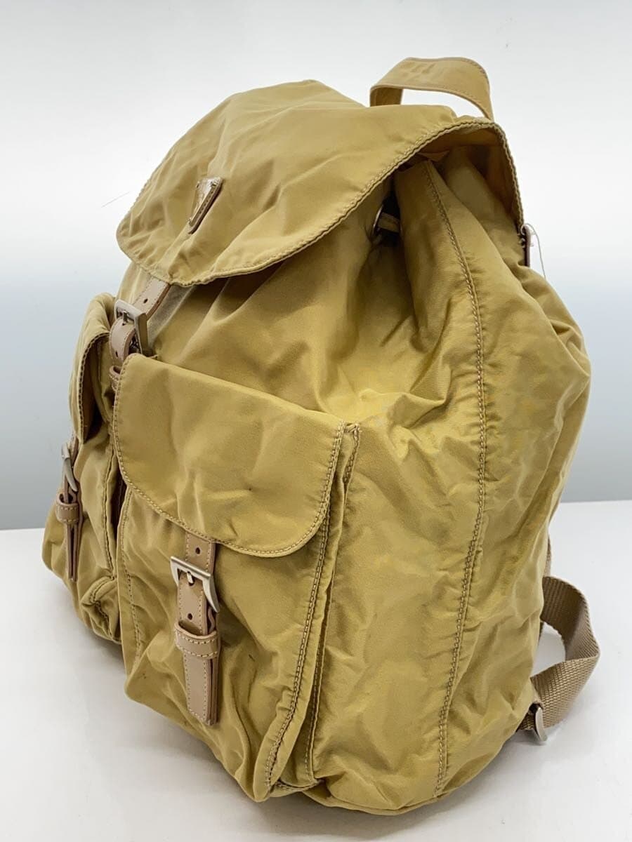 PRADA Backpack Nylon BEG Solid Color b6677 2