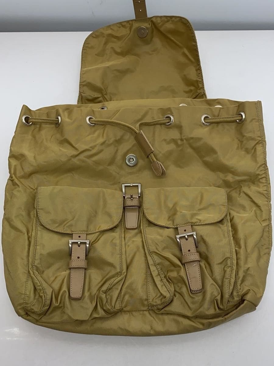 PRADA Backpack Nylon BEG Solid Color b6677 8