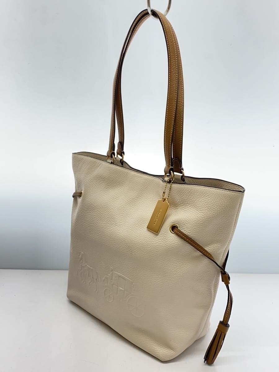 COACH tote bag leather CRM plain 2