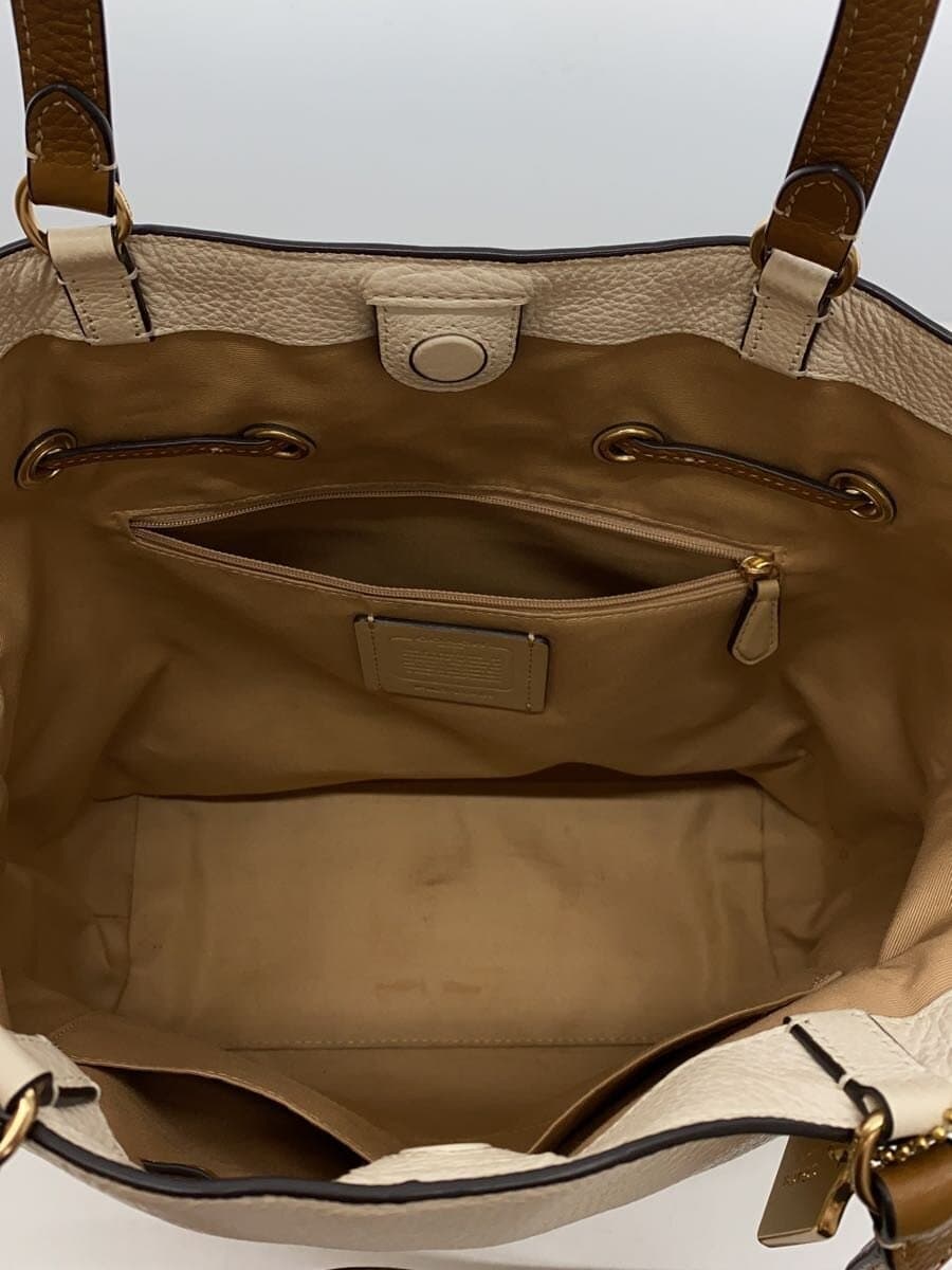 COACH tote bag leather CRM plain 6