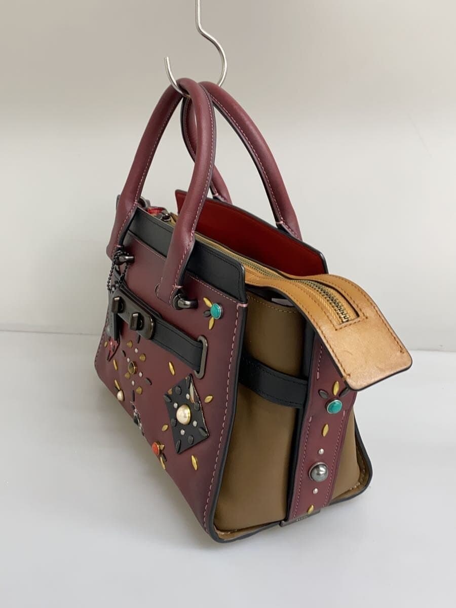 COACH Swagger Studs Inside Leather Deteriorated Handbag Studs Leather BRD 25744 2
