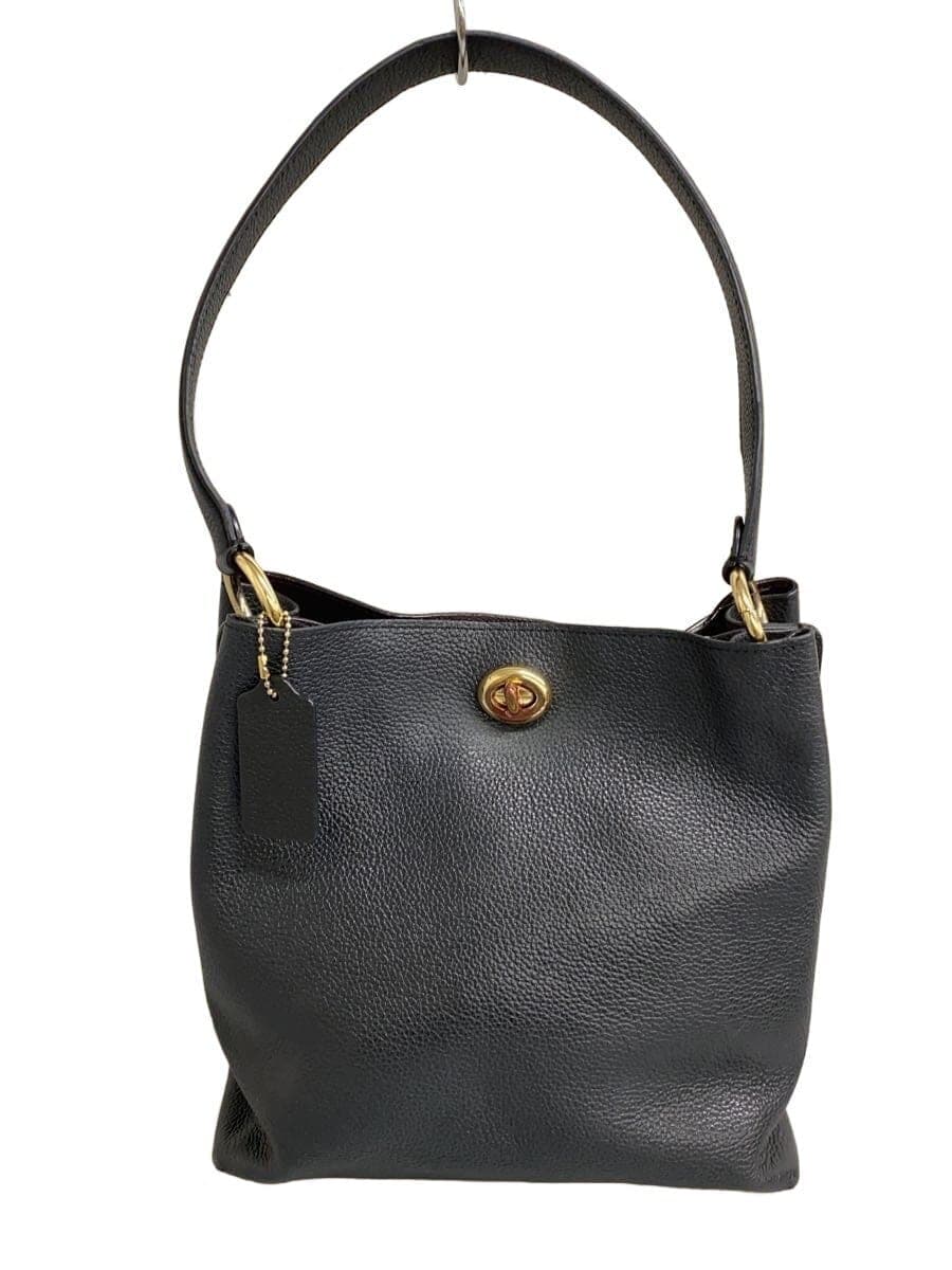 COACH Shoulder Bag Willow Bucket Bag Turnlock Leather BLK Animal