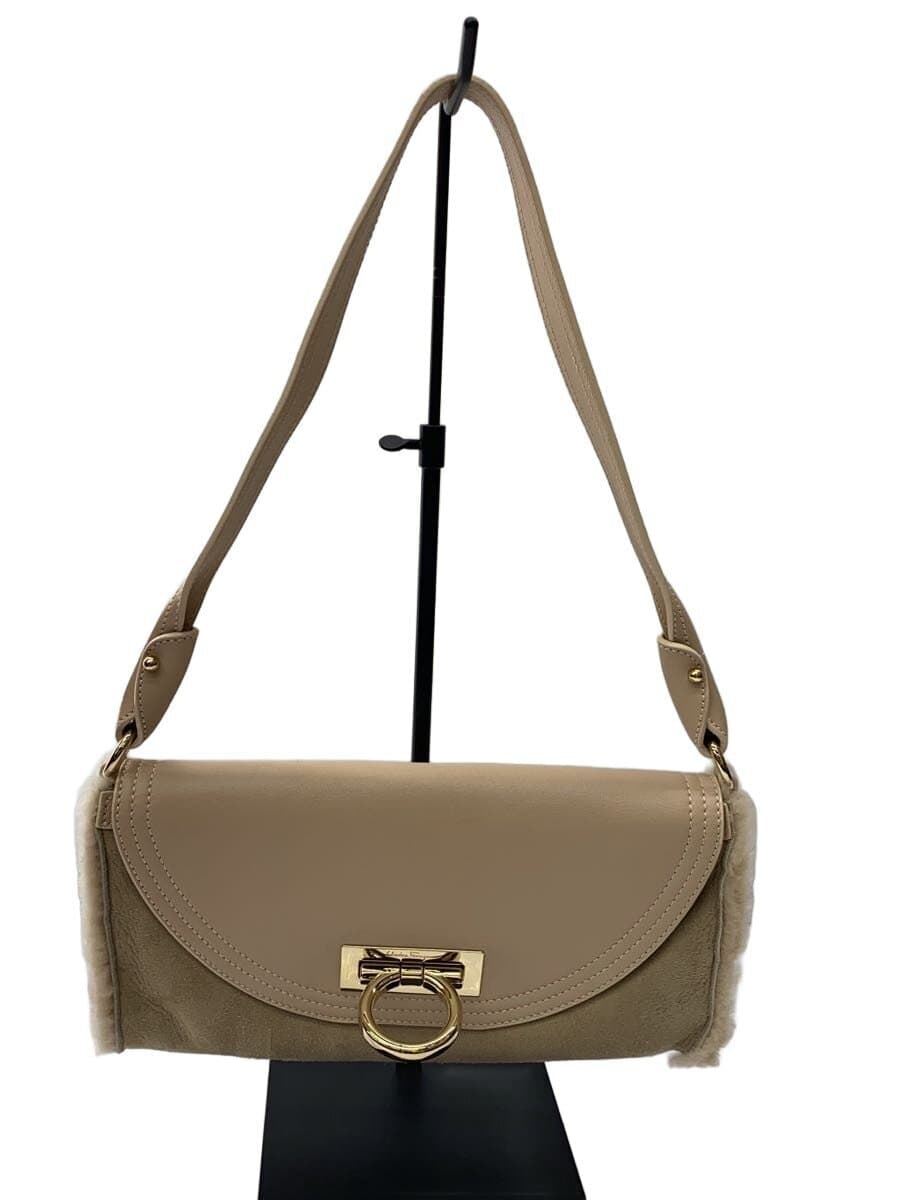 Salvatore Ferragamo Shoulder Bag Leather BEG ez-21 4887