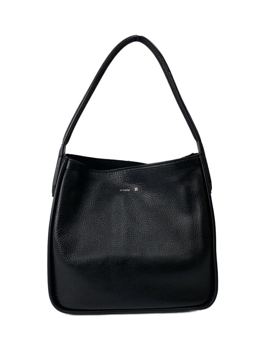 HIROFU Handbag Leather Black Solid