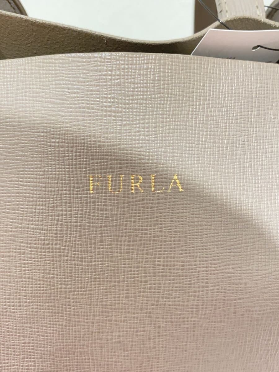 FURLA Tote Bag Leather GRY Wrinkle 5