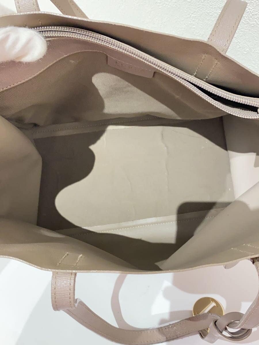 FURLA Tote Bag Leather GRY Wrinkle 6