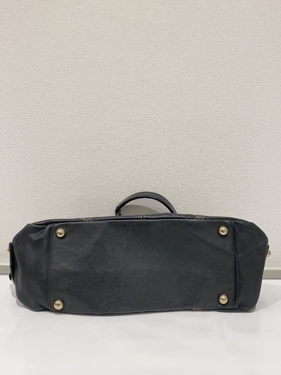 ANNA SUI Shoulder Bag Leather Black Floral Print 4