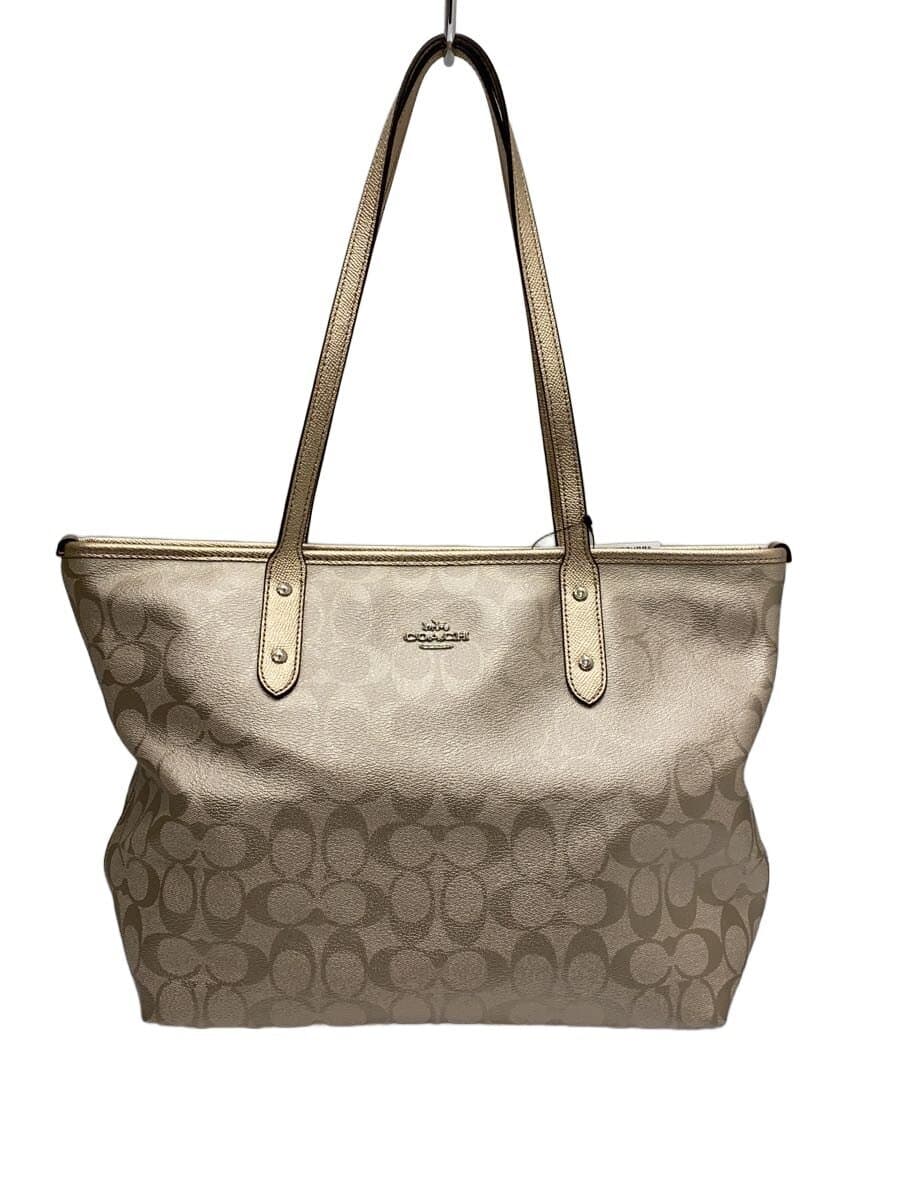 COACH Tote Bag Leather SLV All Over Pattern F39555 Signature Pattern
