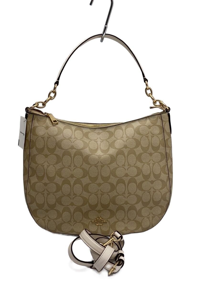 COACH Shoulder Bag_Signature_Beige Leather BEG All Over Pattern